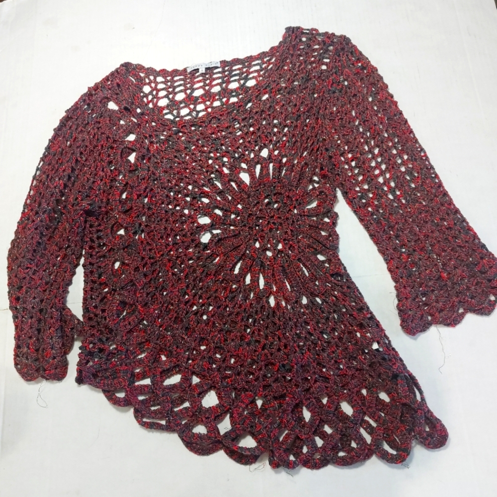 Tempo Paris Crochet Longsleeve Top Size Small